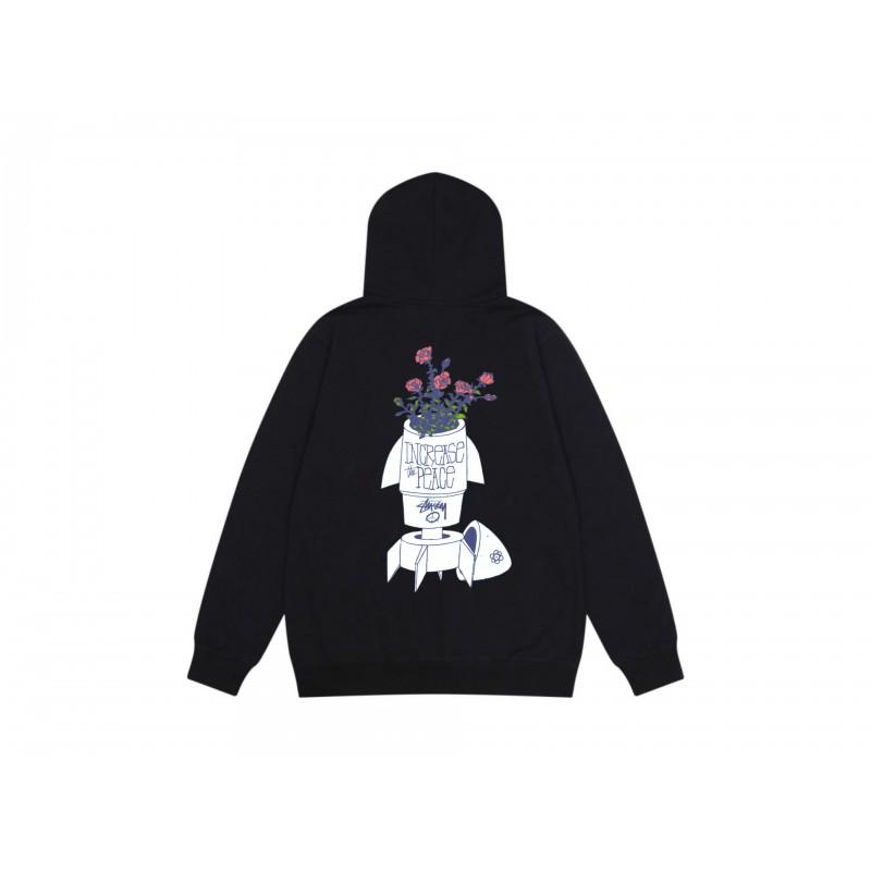 Mens Unisex Hooded Sweatshirt Letter Print Loose Fit Casual Top