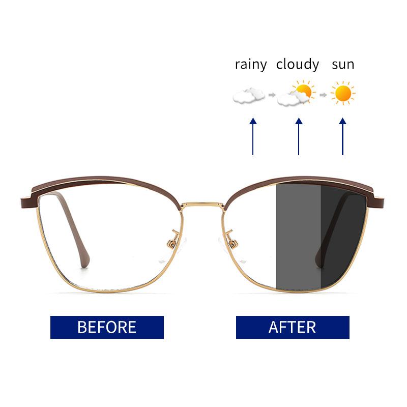 European and American TR cat eye glasses frame women's tide metal spring foot glasses frame fashion color change anti blue light glasses myopia