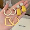 Yellow Geometric Circle Stud & Ear Cuff Set - Summer Style Earrings