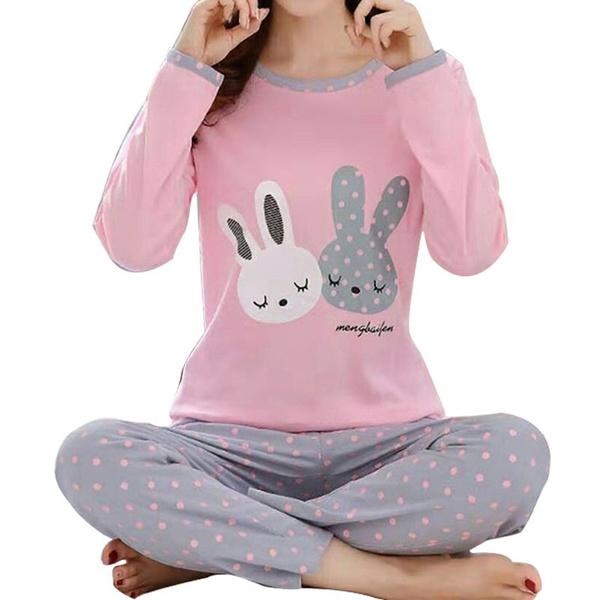 2 шт./компл. женские ночные рубашки с принтом, пижамный комплект, модный весенне-осенний комплект с круглым вырезом и длинными рукавами с героями мультфильмов