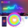 DC5V USB RGBIC неоновая светодиодная лента 1M 2M 3M WS2812 водонепроницаемая неоновая вывеска лента Bluetooth управление для декора стен комнаты сказочный свет