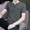 Мужская летняя рубашка-поло с V-образным вырезом из ледяного шелка
