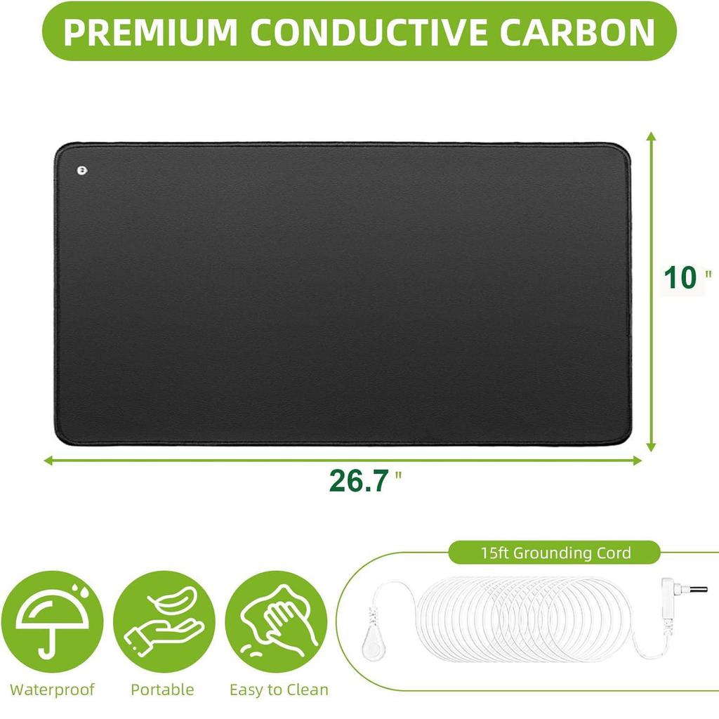 2 шт. Заземляющий коврик 10x26,7" Заземляющая подставка для ног с 2 заземляющими проводами Комфорт для сна Баланс Универсальное использование