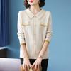 Middle-Aged Women's Elegant Lapel Knit Top