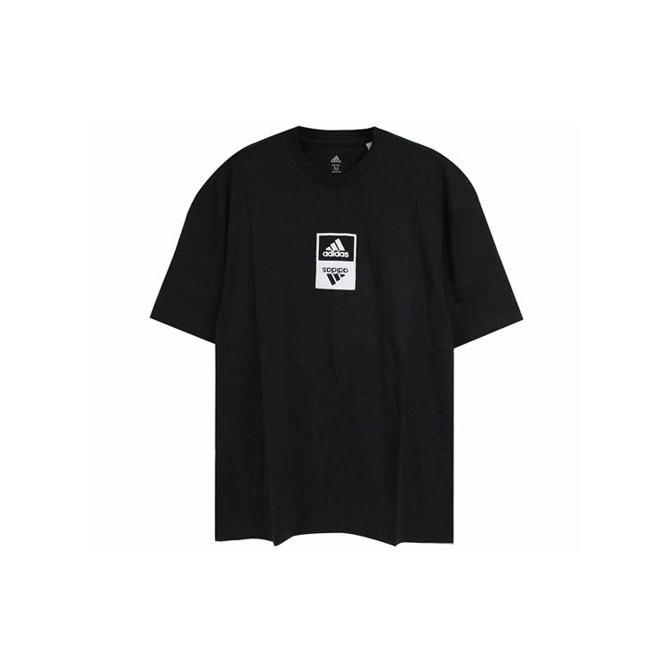 adidas Logo Printing Round Neck Short Sleeve Black Men's ED8292