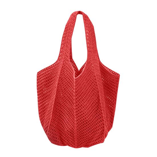 Knitted Handbag with Convenient Structure Solid Color Spacious Beach Bag Exotic Vacation Roomy Tote Bag