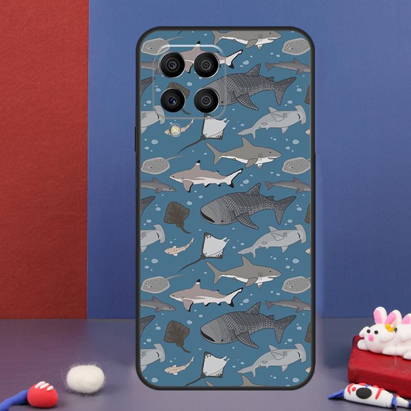 Чехол-рыбка с китовыми акулами для Samsung Galaxy M54 M34 M14 M21 M31 M51 M12 M32 M52 M13 M23 M33 M53 M20 M30s