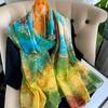 Шелковый шарф, мягкий, газовый, многофункциональный, женский, длинный, очень большой, солнцезащитный, тонкий, шаль, шарф двойного назначения, весенне-летнее пляжное полотенце