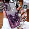 3D Butterfly Phone Holder Bead Bracelet Glitter Plating Case for Samsung Galaxy A13 A23 A33 A53 A73 A12 A22 A32 A52 A72 4G 5G