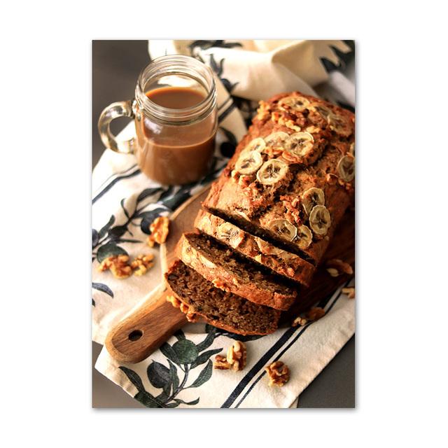 Завтрак шоколадное кольцо торт кофе хлеб плакаты на скандинавскую тему принты настенная живопись на холсте картины десертный магазин домашний декор