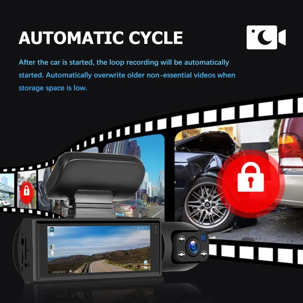 Dual Lens 1080 HD 3.16-inch Driving Recorder Car DVR Camera Car Driving Video Recorder Rear View Loop Recording HD Night Vision