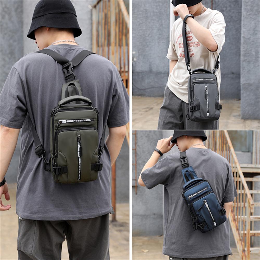 Men's Messenger Bag Backpack Chest Bag USB Socket Outdoor Large Capacity Waterproof Bag
