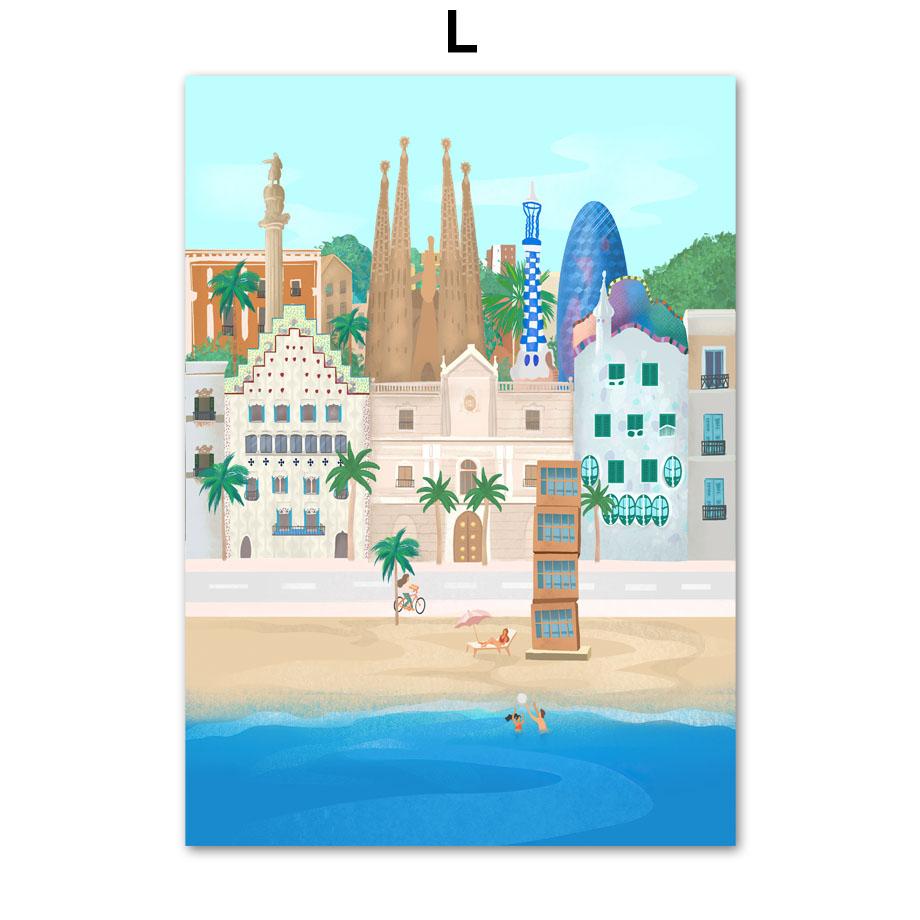 Скандинавское Эгейское море, Марокко, холст, картина для девочек, путешествия, пейзаж, настенное искусство, синий океан, постер, украшение для гостиной, дома, Куадрос