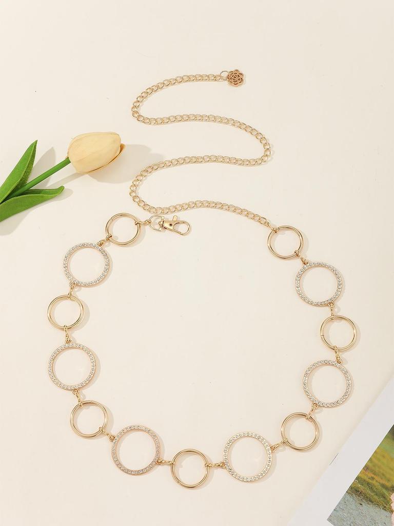 Европейское и американское универсальное платье с цепочкой на талии и высококлассными металлическими кольцами - элегантный женский аксессуар