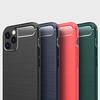 Coque Silicone pour iPhone 12, Motif Fibre de Carbone Souple Antichoc - Bleu Marine
