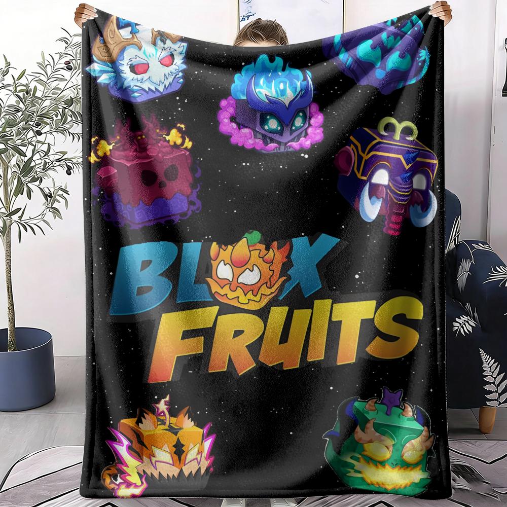 B-Blox Fruits Throw Soft Flannel Throw Summer Blanket Lightweight Cozy Nap Blanket for Sofa Bed Travel