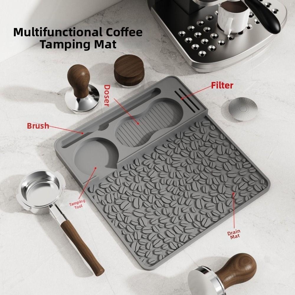 Silicone Coffee Tamper Pad Non-Slip Waterproof Espresso Tamping Pad Multi-functional Space Saving Powder Hammer Holder