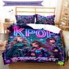 3PC Custom Name KPOP Neon Fashion Bedding Set Duvet Cover Closure Includes 1 Duvet Cover & 2 Pillowcases for Bedroom