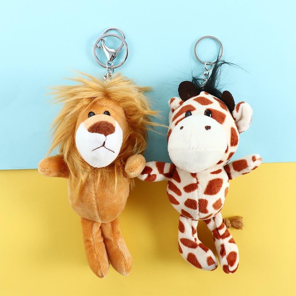 Giraffe Lion Key Chain Elephant Key Ring Animal Plush Toy Plush Keychain Plush Dolls Stuffed Toys