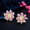 WWJ High Quality Banquet Zirconia Jewellry Sunflower Gold Color Stud Earrings