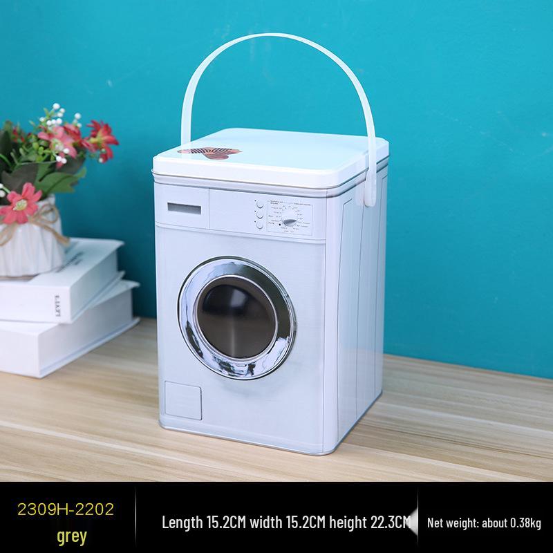 Большой жестяной ящик для хранения капсул для стирки - Органайзер в форме стиральной машины с ручкой