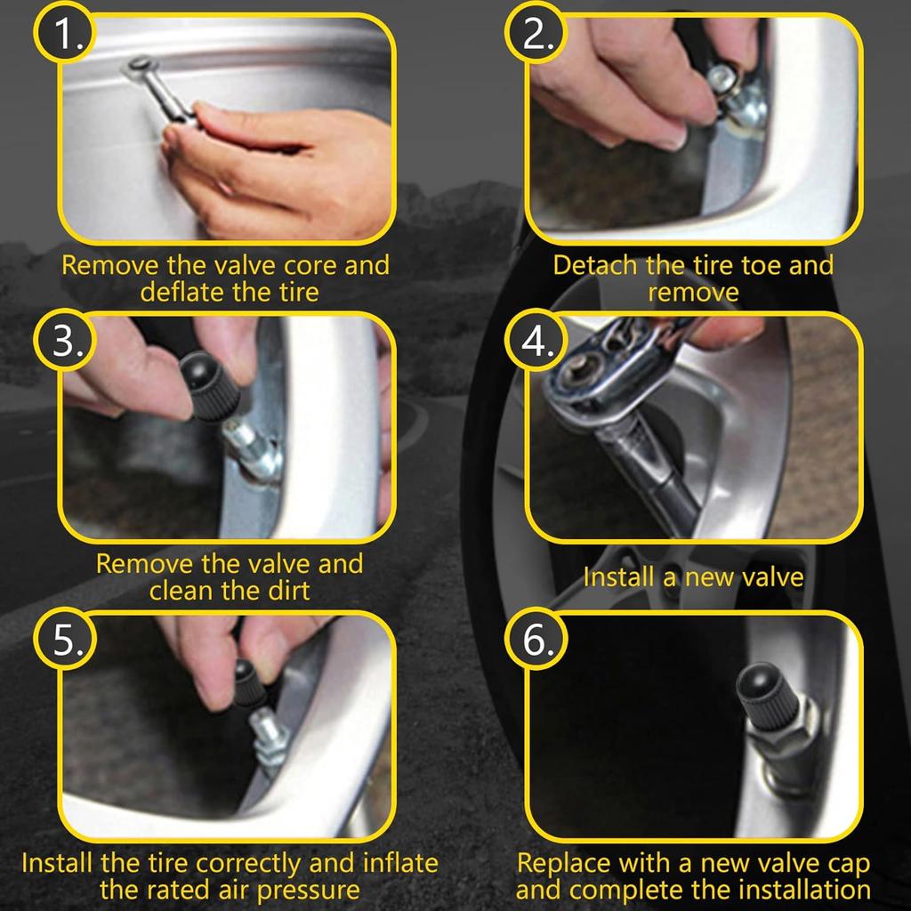 100 штук TR412 TR413 TR414 Штоки вентилей шин Резиновые Черные Вставляемые резиновые вентили, Бескамерные штоки вентилей Подходят для отверстий в диске 0,453 дюйма На стандартных