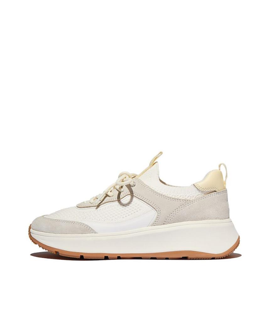 Fitflop [F-Mode] Women'S Suede/Knit Platform Sneakers - Sunsand/Cream Mix (Ft59K2N211)