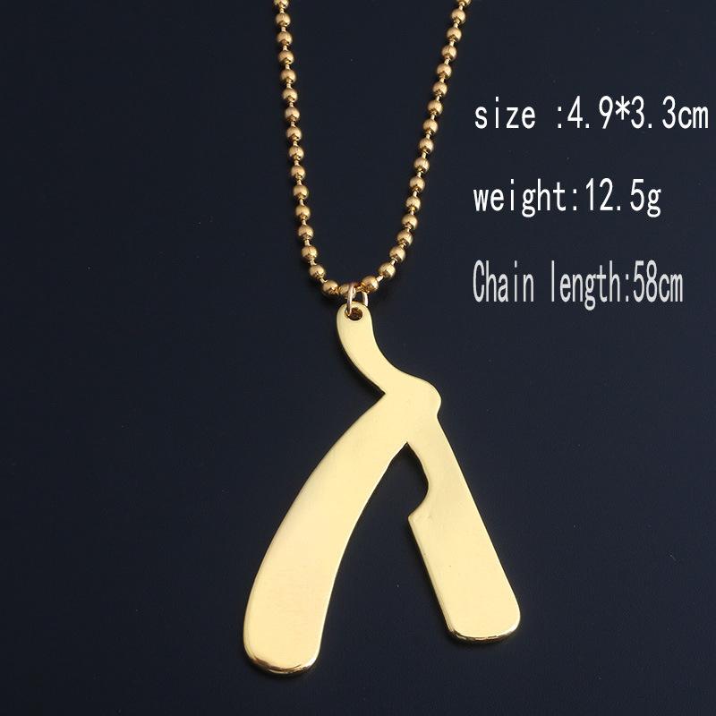 Fashion Razor Blades Pendant Necklaces Men Jewelry Male Shaver Shape Necklaces & Pendants Barber Shop Necklace for Male Boys