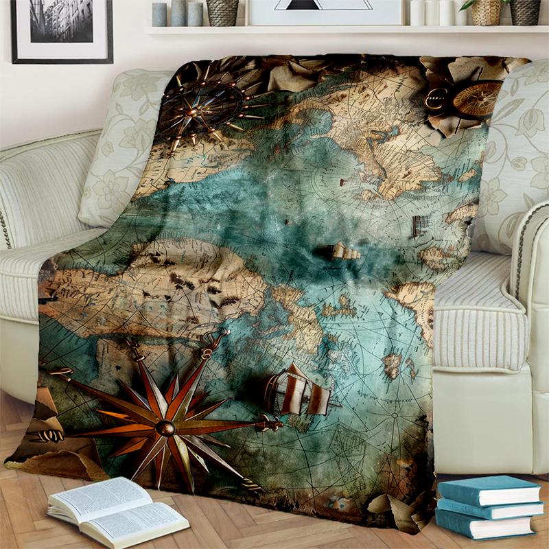 29 Style New Retro Marine Nautical Chart Compass Map Blanket,Soft Throw Blanket for Home Bedroom Bed Sofa Travel Office Cover