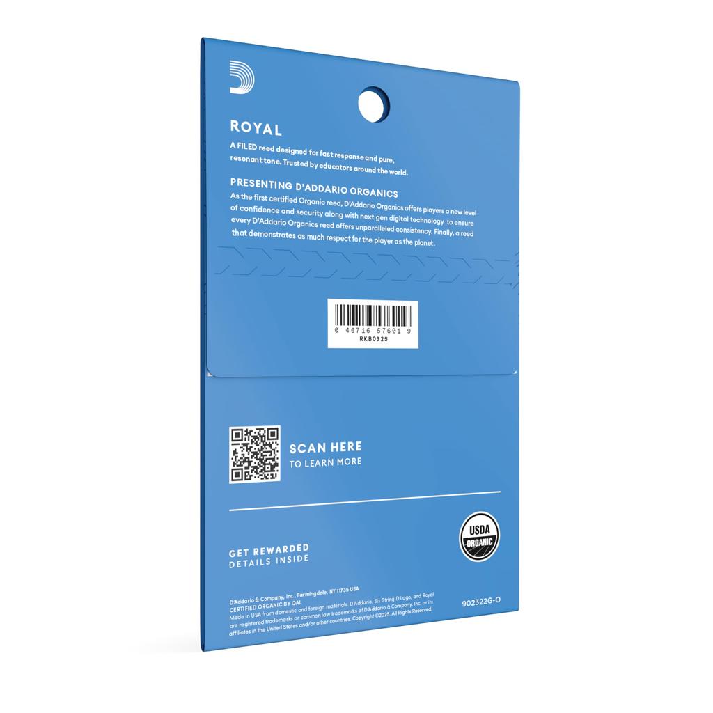 Трости WoodWinds для тенор-саксофона ROYAL RKB0325 D'Addario D'Addario [Твердость 2.5] 3 шт.
