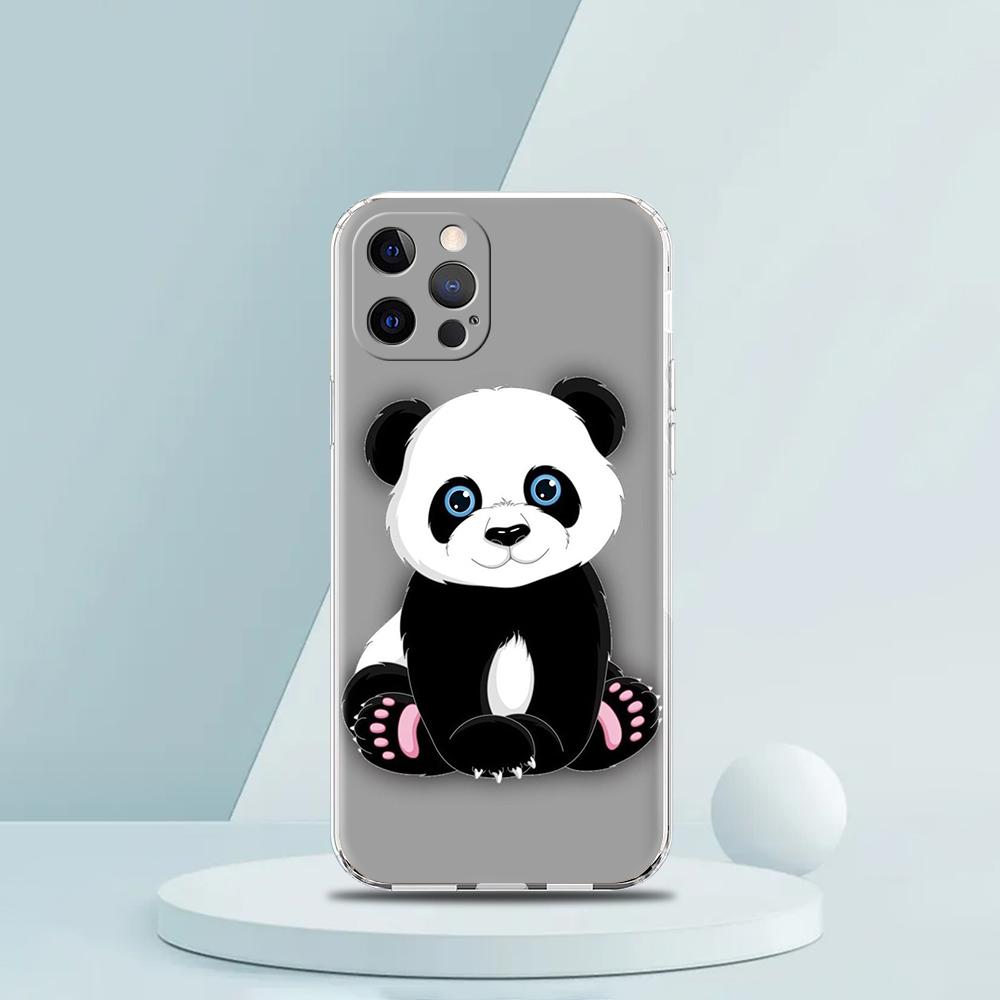 Cute Animal Panda Phone Case for iPhone 16 15 14 13 12 Pro Max Transparent Soft for iPhone 11 Pro Max 7 8 Plus XS XR Shell