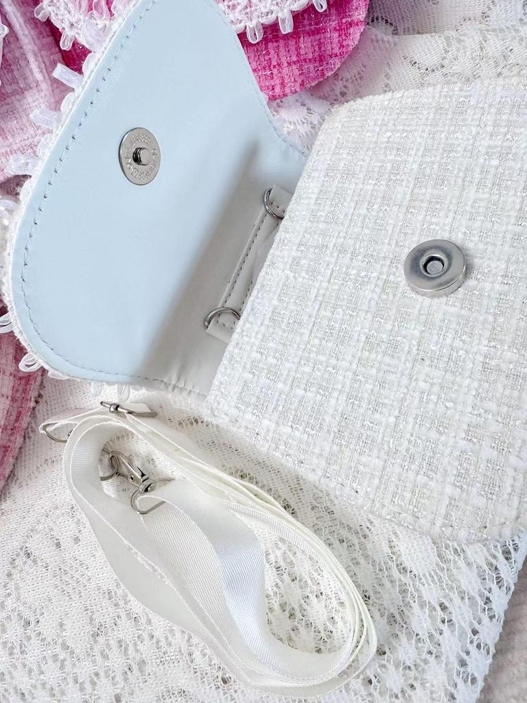 Детская квадратная сумка через плечо с аппликацией-кроликом и жемчужной отделкой