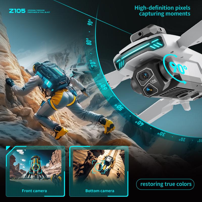 New Z105 Drone 4K Professional HD Dual Camera Optical Flow Positioning Photography Brushless Foldable Large Screen RC Quadcopter