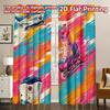 2D FLAT PRINTING 2pcs Curtains (Without Rod) Colorful Roller Skates Fashionable Modern Curtains Yarn Curtains Gifts Suitable for