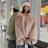 Fashionable Street Style Fox Fur Coat Loose Suit Collar Medium Long Imitation Fur Coat for Women Autumn-winter Fur Overcoat