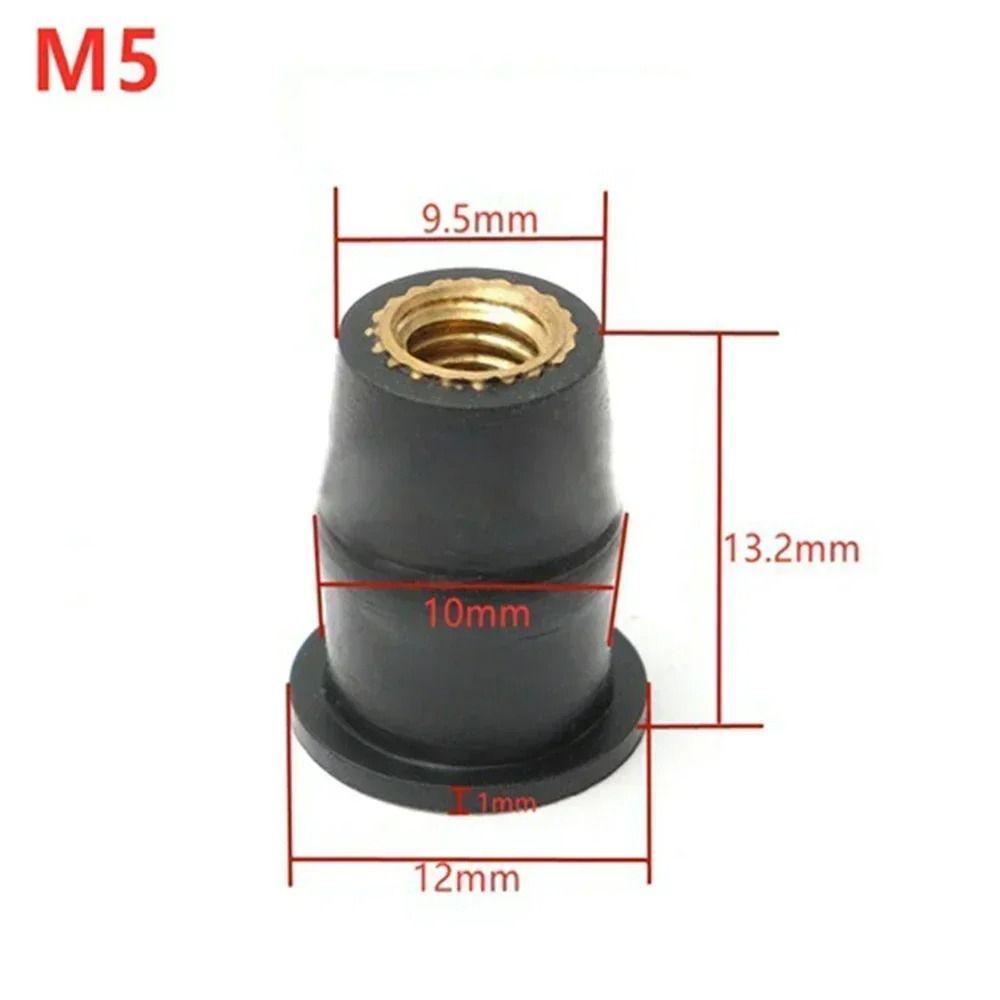 10Pcs Universal Motorcycle Windscreen Nuts Rubber M5 Windshield Bolts Screws Brass Nut Fastener