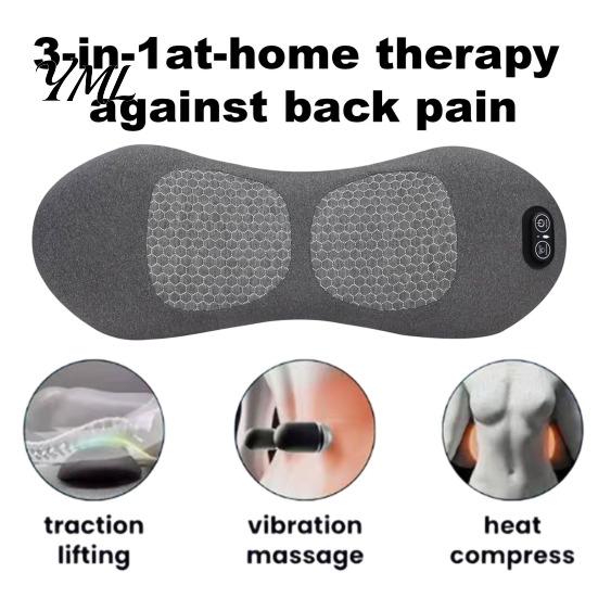 Travel Relief Support Pad Back Lumbar Pillow, 3-in-1 Rechargeable Memory Foam Bed Cushion with Vibration Full Body Relaxation Device And Heat,