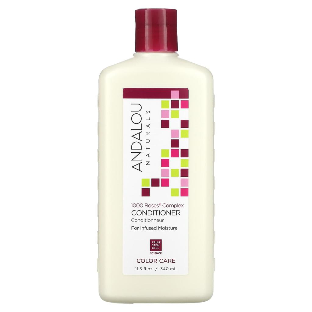 Andalou Naturals Conditioner, Color-treated Hair Care, Moisturizing, 1000 Rose Complex, 11.5 Fl Oz (340 Ml)