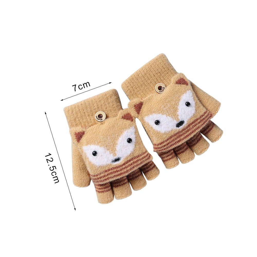 Finger Cute Autumn Winter Warm Gloves Children Mittens Knitted Gloves Flip Fingerless Gloves