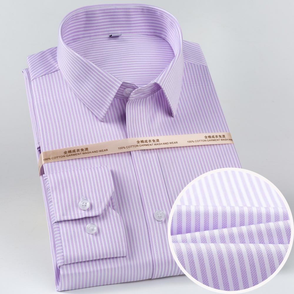 Мужская немнущаяся хлопковая рубашка в полоску с длинным рукавом, воротником с отворотом и съемными косточками для воротника, клетчатая, для бизнеса и офиса