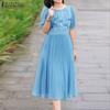 Women Casual Round Neck Summer Short Sleeve Embroidery Dress