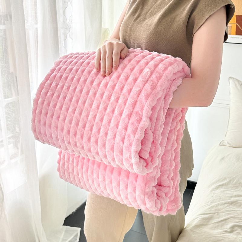 Плюшевое одеяло из толстого искусственного кроличьего меха с широким рубчатым сетчатым узором для перерыва на обед или использования под кондиционером