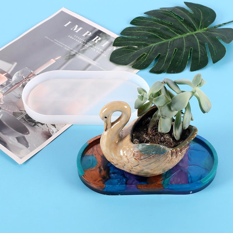 Силиконовая форма, гибкая силиконовая форма для лотка, хорошая эластичность, высокая устойчивость к разрыву, эпоксидная смола, овальная форма