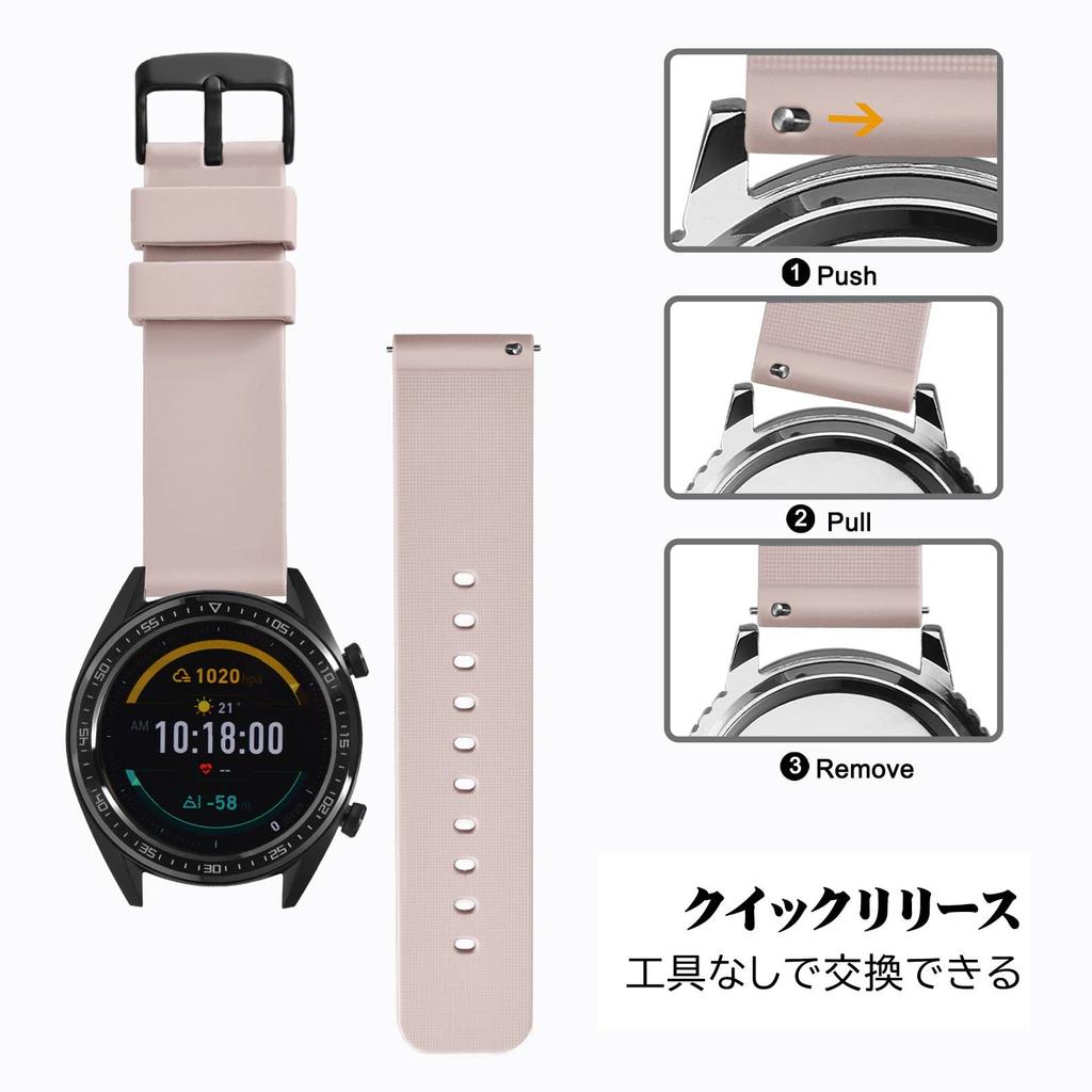 Rubber Strap Silicone 21mm Waterproof Watch Replacement Strap Quick Release Rubber Watch Band Buckle [WOCCI] Pink/Black