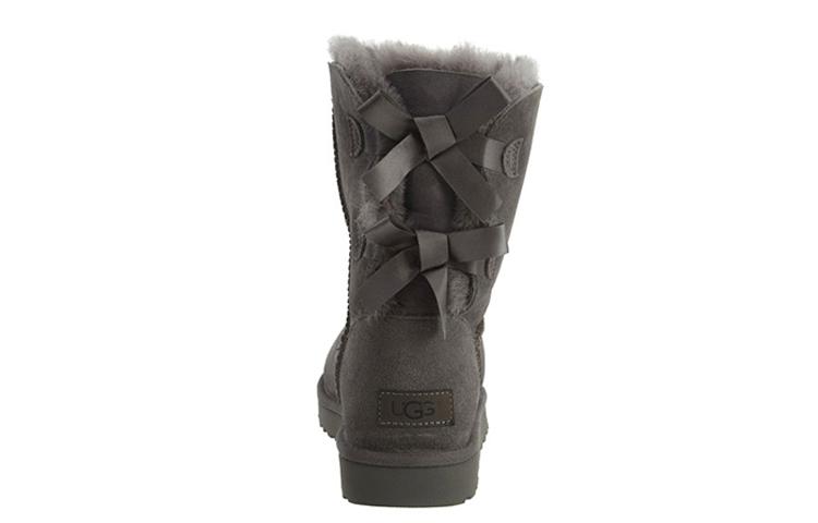 Женские ботинки UGG Mini Bailey Bow Ii с подкладкой из флиса Серые Женские