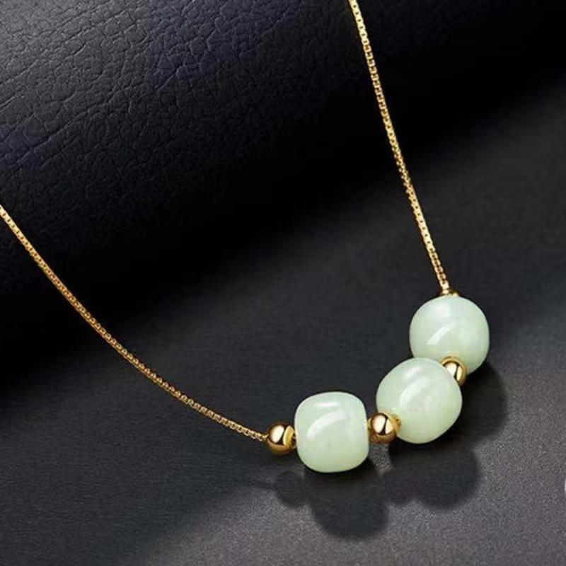 Hetian Jade Three Life Three World Ожерелье Bucket Beads Нефритовый кулон Нефритовые украшения Подвесной светильник Роскошная ниша Высокое качество Ощущение