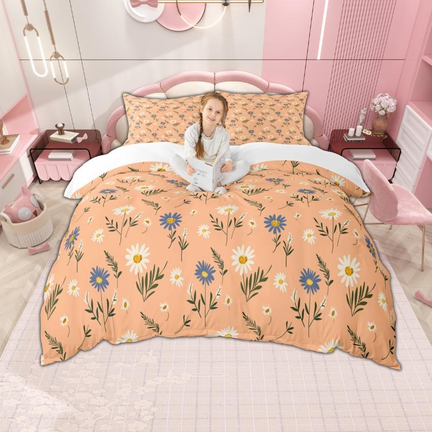 Homewish Красочный Цветочный Комплект Пододеяльника для Девочек 2/3 шт. Милый Маргаритка Клубника Постельное Белье Вишневый Цветок Клетчатый Комплект Постельного Белья