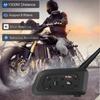 V6 Plus Bluetooth Motorcycle Helmet Intercom Headset 1500 Meters Distance for 6 Riders Communicator IP65 Waterproof Interphone