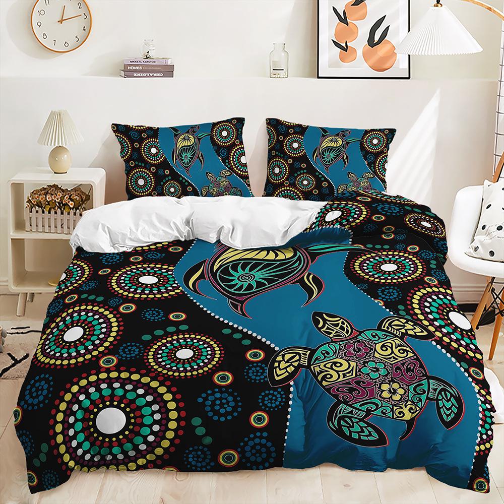 Bed Three-Piece Marine Animal Kit Sea Turtle Shark Quilt Cover Two-Piece Bedroom