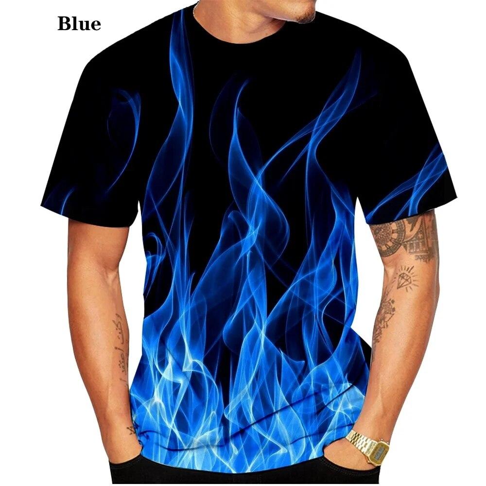 Мужская и женская футболка с 3D принтом «Огненное пламя», повседневный забавный пуловер, модные топы унисекс